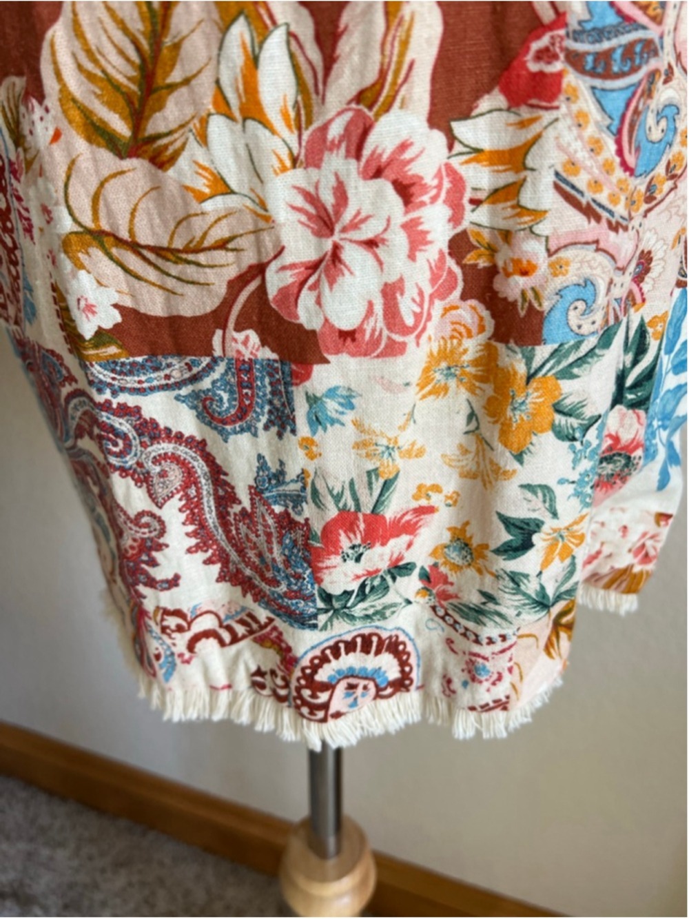 Women's ZARA Floral Paisley Patchwork Robe White Multicolor XS but fits XS S M L - Picture 8 of 10